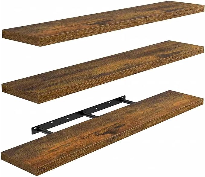 AMADA HOMEFURNISHING 47.2" L Floating Shelves, Wall Shelves Set of 3