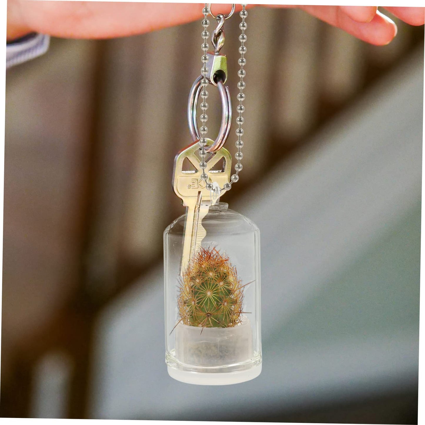 POPETPOP 6pcs Miniature Glass Container Keychain Artistic Hanging Terrarium for Air Plants Succulents Decorative Pendant