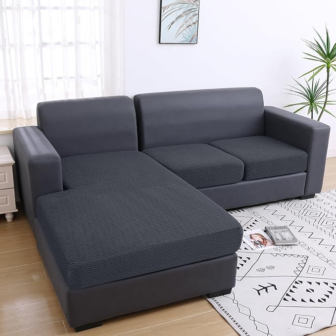 Smiry Waterproof Couch Cushion Covers, Stretch Jacquard Thick Sofa Cushion