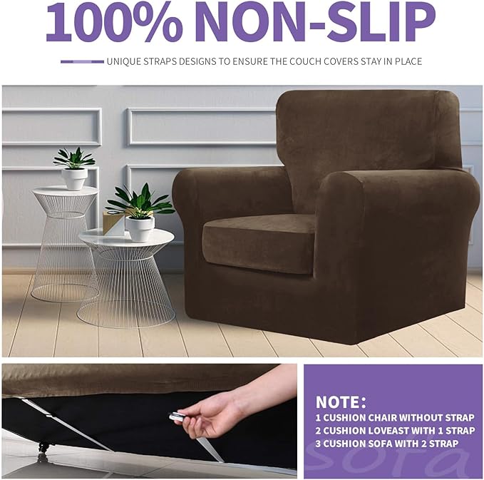 ZNSAYOTX Oversized Velvet 3 Piece Couch Cover