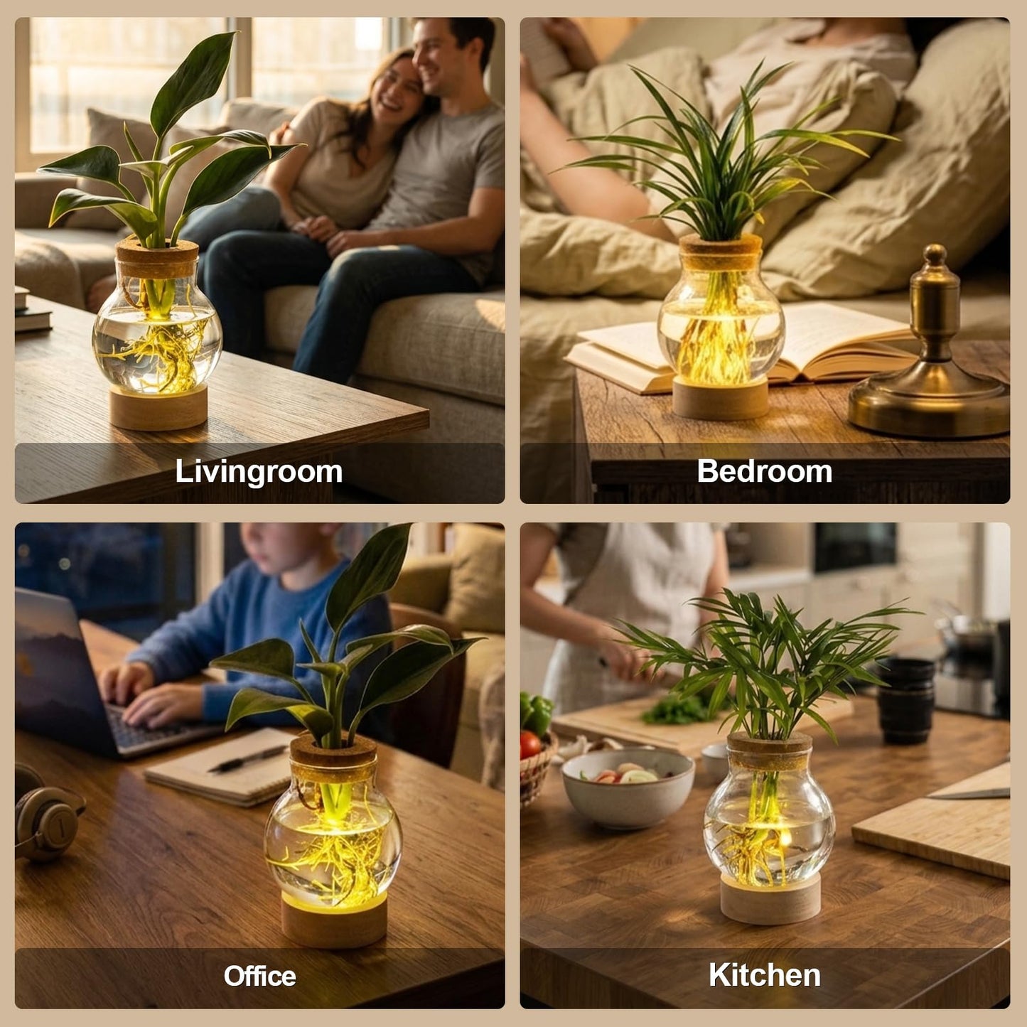 Propagation Stations, Plant Propagation Station with Light Base, Glass Propagation Vases, Hydroponic Vase for Plants, Glass Terrarium for Home Office Windowsill Tabletop Decoration (2)