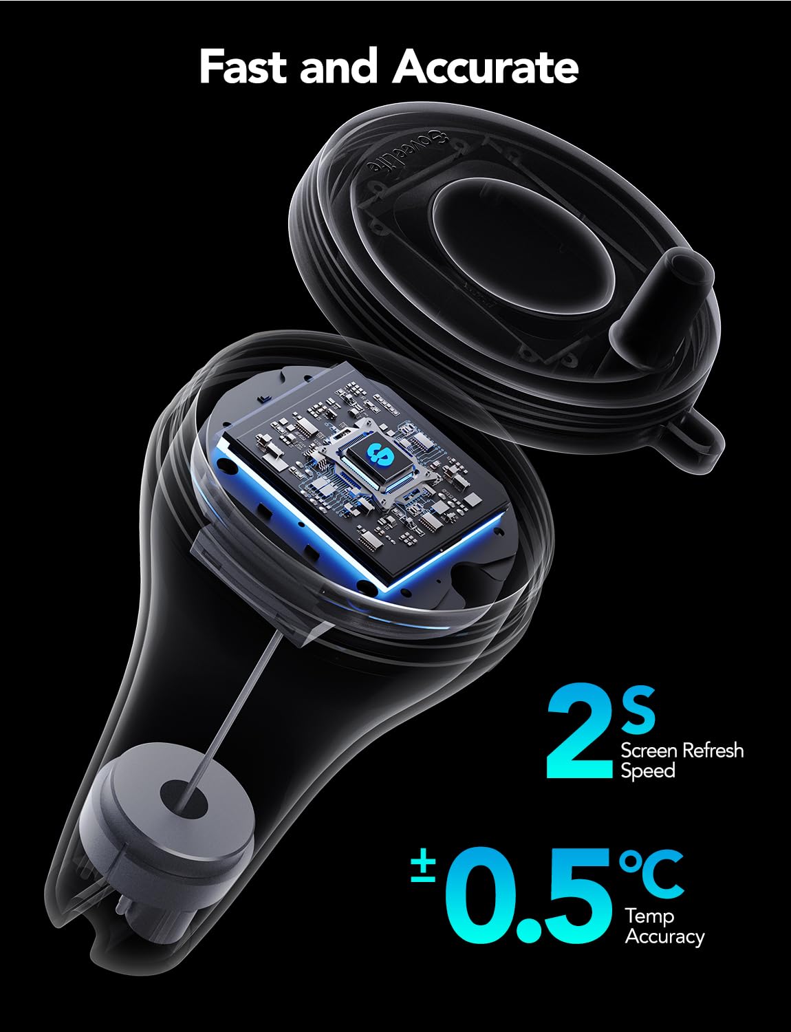GoveeLife Wireless Pool Thermometer with App Remote, WiFi Digital Pool Thermometer Floating with IPX7 Waterproof, Notification Alert, Smart Swimming Temperature Monitor for Bath Tub, Aquarium, Hot Tub
