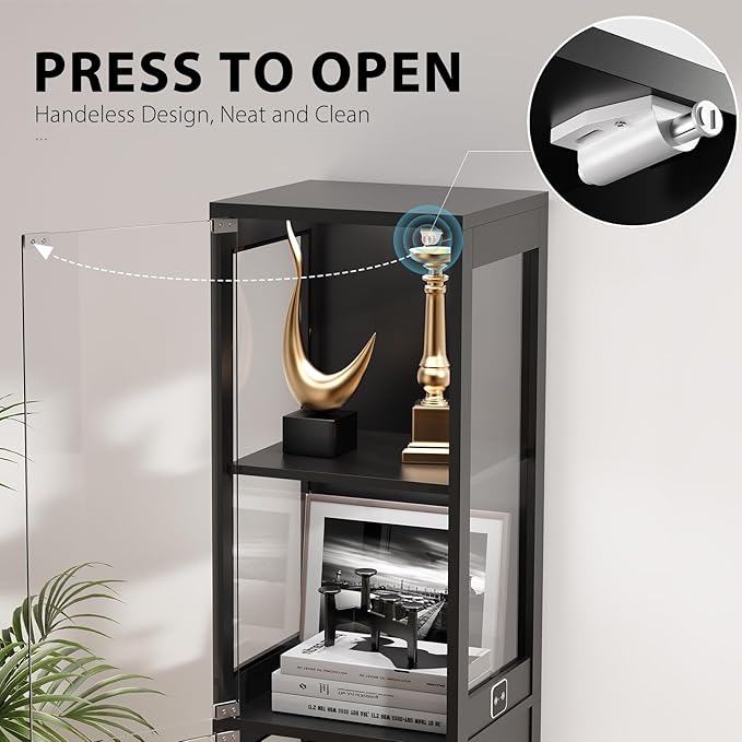 BROTTAR Glass Display Cabinet, 4-Tier Curio Cabinets