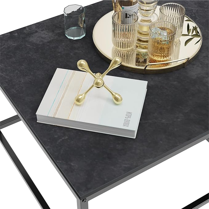 Wisfor Nesting Tables Set of 2, Nesting Black Coffee Table Set
