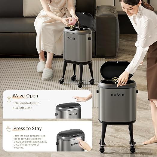 Stainless Steel Slim Bathroom Motion Sensor Trash Can