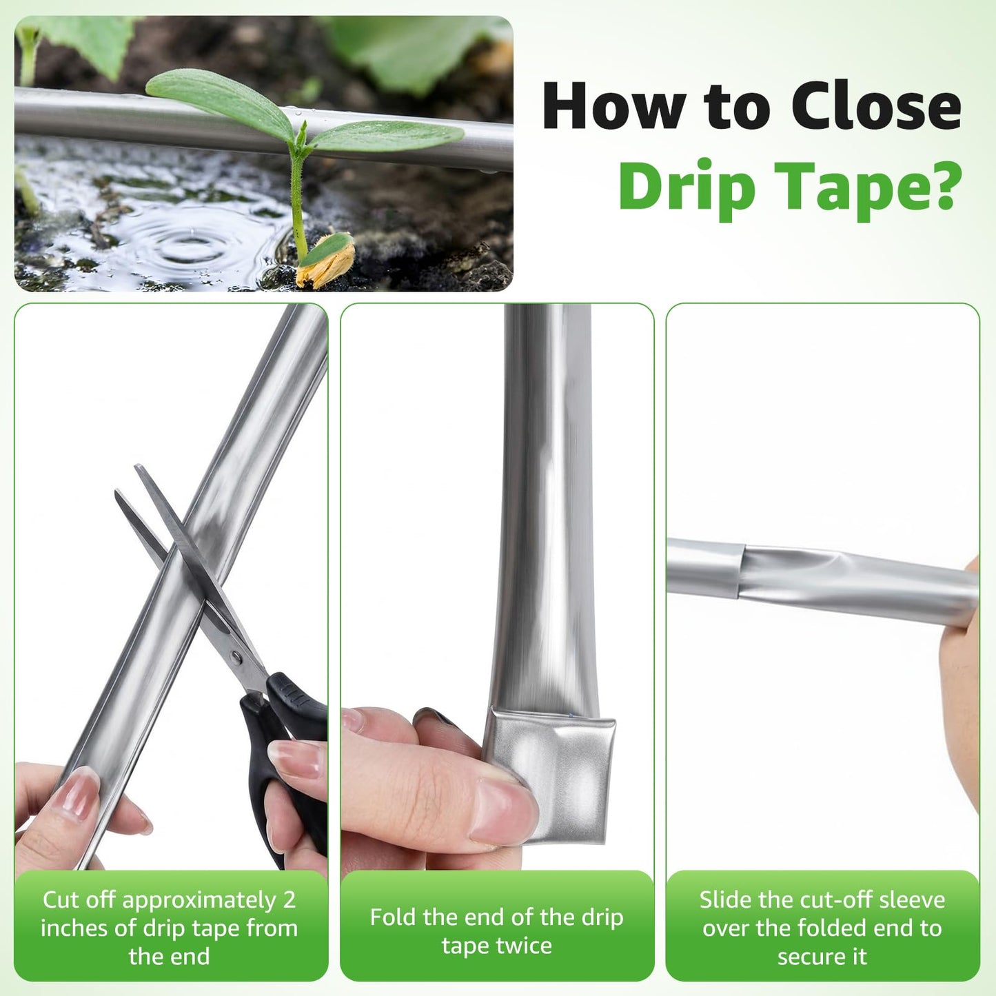 3000FT 5/8" Drip Tape Irrigation, 16 Mil Heavy Duty with 6" Emitter Spacing, Silver Reflective Drip Tape Resistant to Pecking & Biting, Heat-Safe for Seedlings, Ideal for Garden Farm Greenhouse Patio