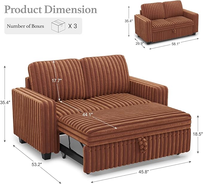 Belffin Corduroy Sectional Sleeper Sofa