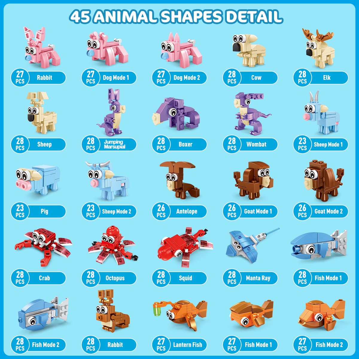 INSOON 30 Packs Animal Party Favors for Kids, 810 PCS Mini Animal Building Block Toy Set for Goodie Bag Fillers Classroom Prizes Easter Birthday Children's Day for Boys Girls Student Ages 6+