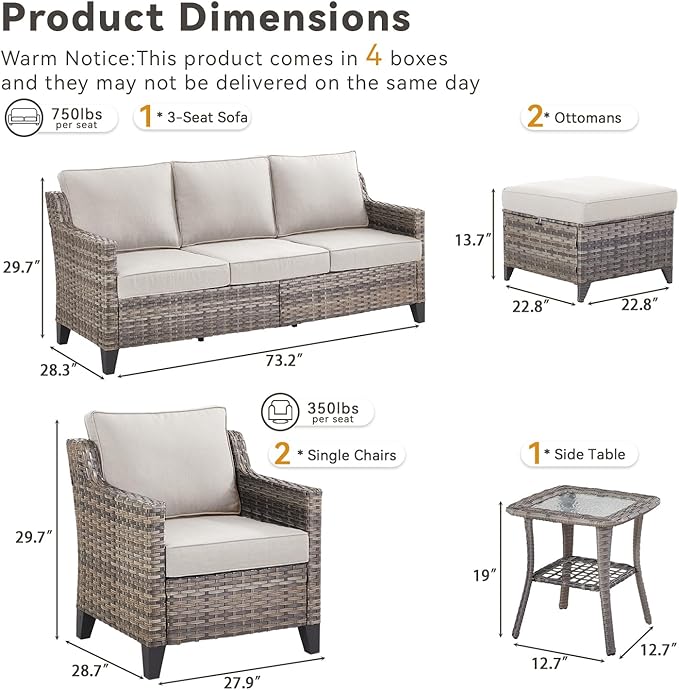 Buenhomino Outdoor Patio Furniture Set-PE Wicker Sofa Couch