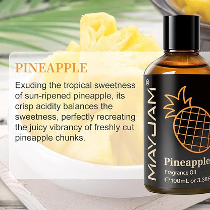 MAYJAM 100ML/3.38FL.OZ Pineapple Fragrance Oils with Glass Dropper, Essential Oils for Diffusers for Home, Long Lasting Scented Oils for Diffusers Soap Candle Making