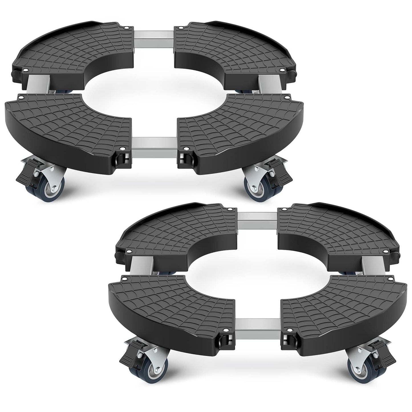 sanyi Plant Caddy with Wheels, 2 Pack 8-21" Adjustable Rolling Plant Stands with Wheels Heavy Duty Large Plant Potted Trolley Dolly Cart Garden Tower Pot Greenstalk Vertical Planter Umbrella Base