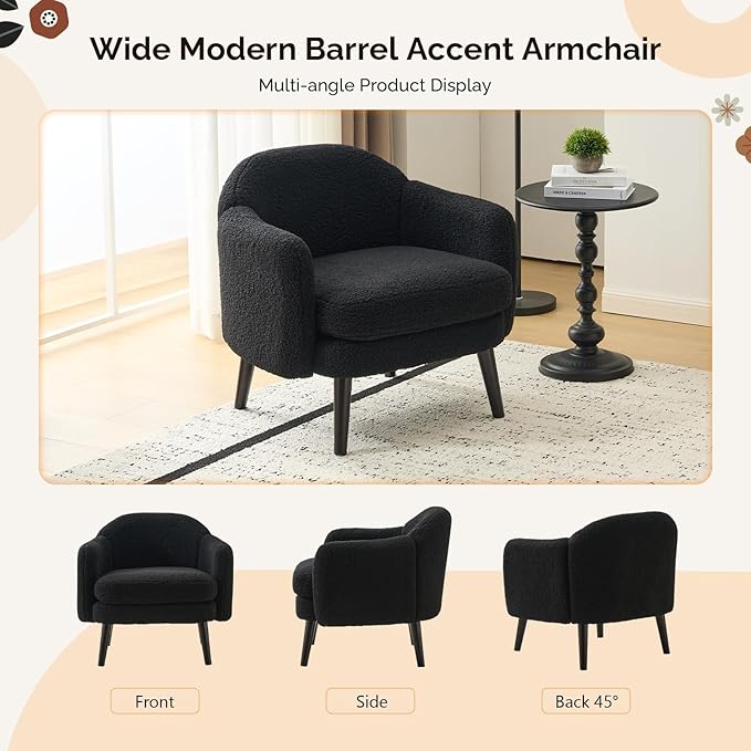 VINGLI 30.3" Wide Modern Barrel Accent Armchair