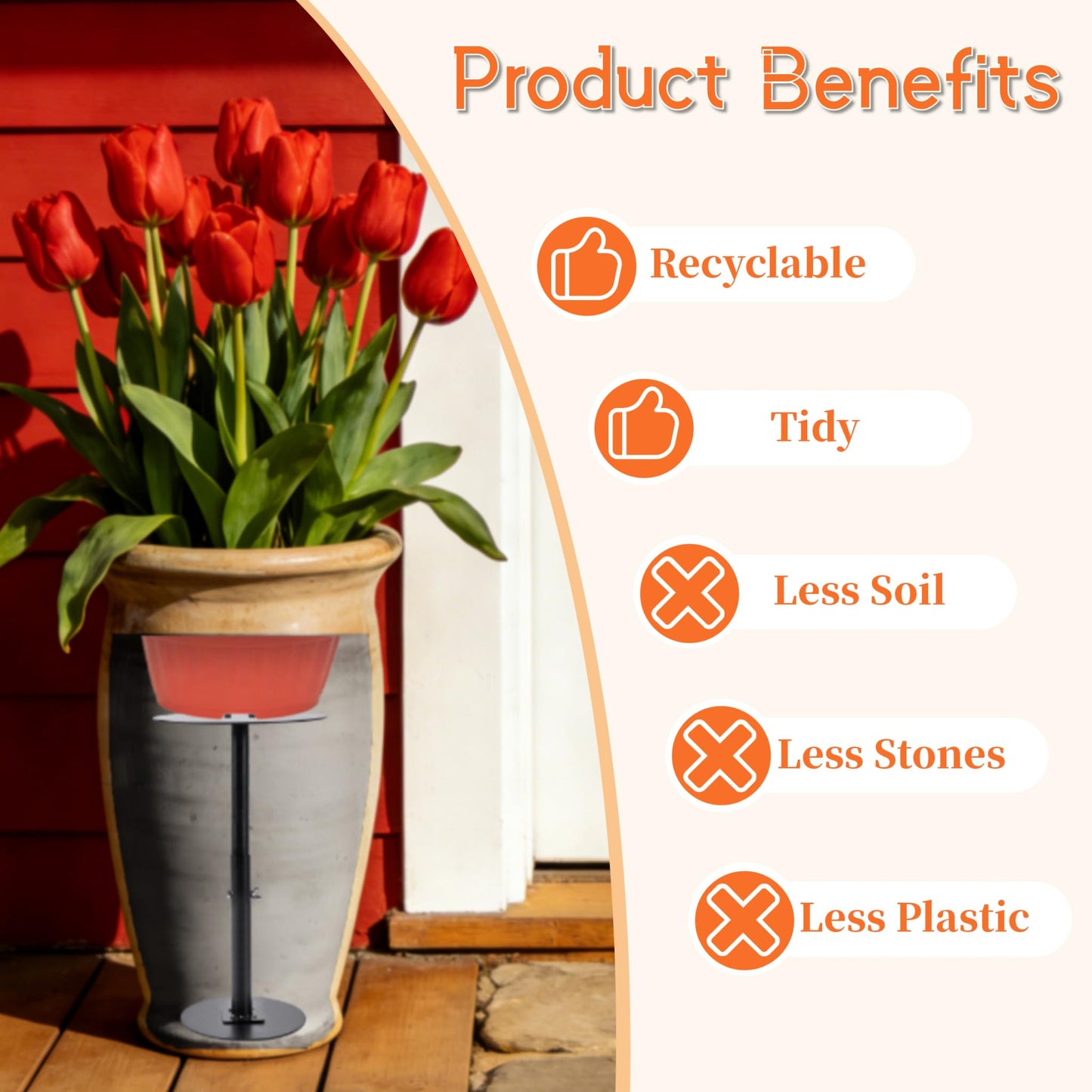 Sskzchh 3-Pack Adjustable Plant Risers for Inside Pots, 7"-22" Metal Plant Riser/Lifters for Pots Outdoor & Indoor, Tall Square Round Taper Planters, Planter Insert 6"/8"/10" Base & Top, Black