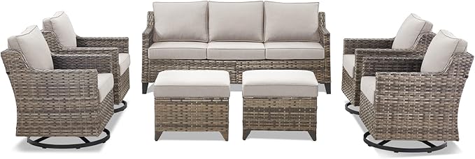 Outdoor Patio Furniture Set-7 Pieces All-Weather Wicker Outdoor Furniture
