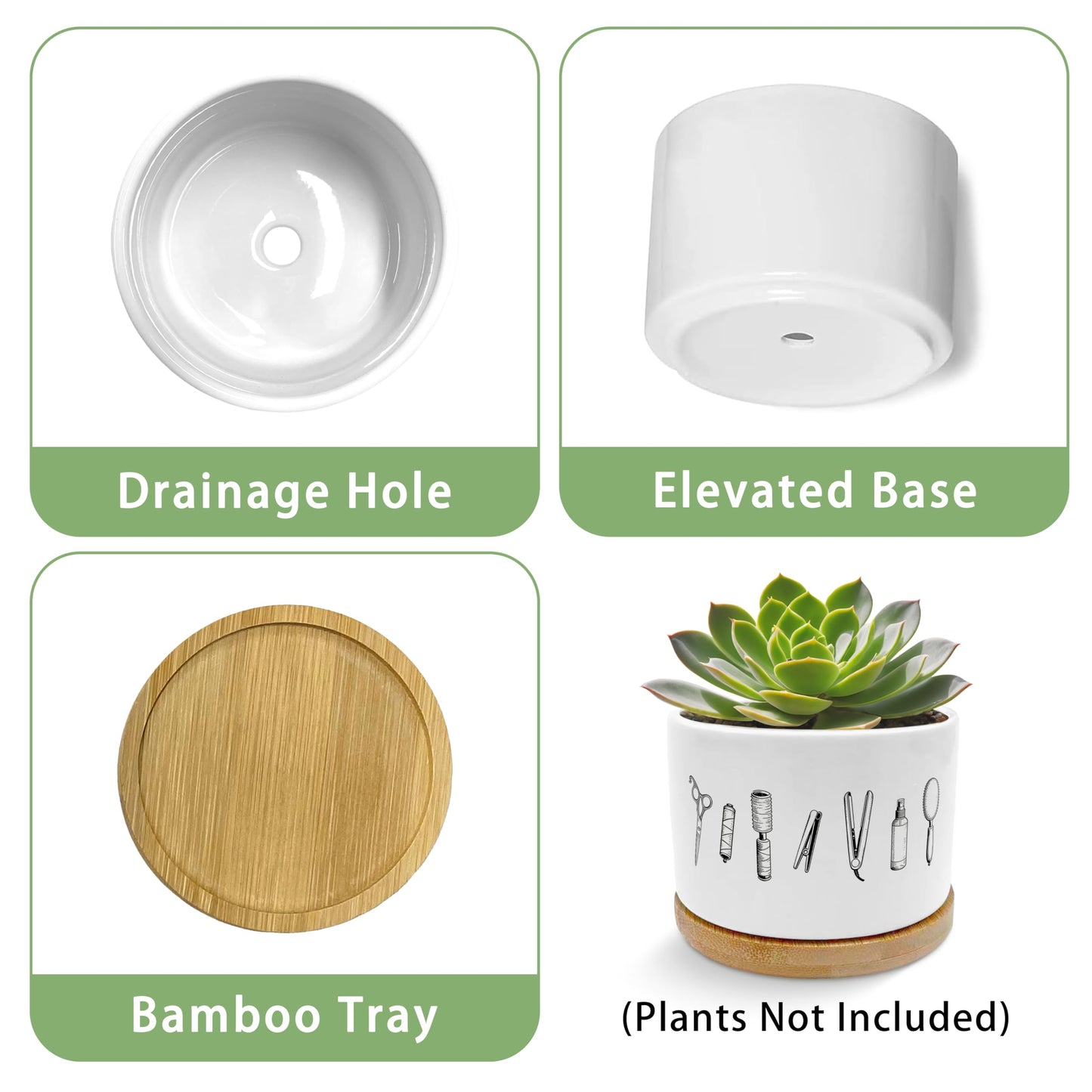 EVIHCG Barber Gifts Planter Pots, Hair Stylist Hairdresser Gifts for Women, Hair Beauty Tools Ceramic Succulent Plant Flower Planters for Home Office Desk Table Shelf(No Plants)