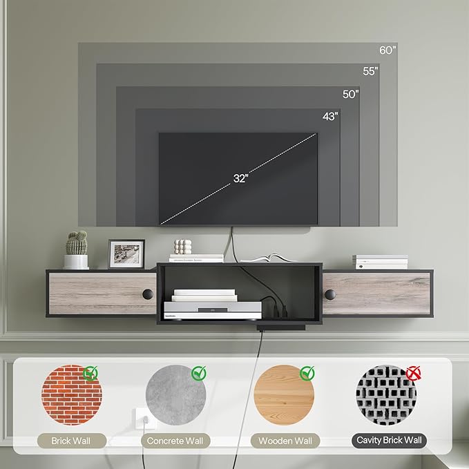 HOOBRO 55" Floating TV Stand