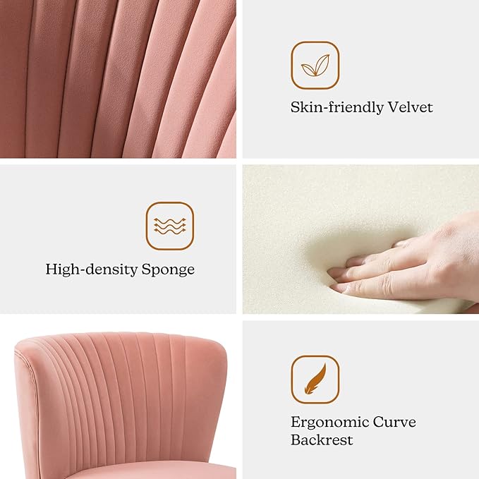 HULALA HOME Velvet Accent Chair, Modern Upholstered Cute Side Chair