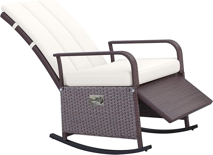 Outsunny Wicker Outdoor Rocking Chair, Patio Recliner