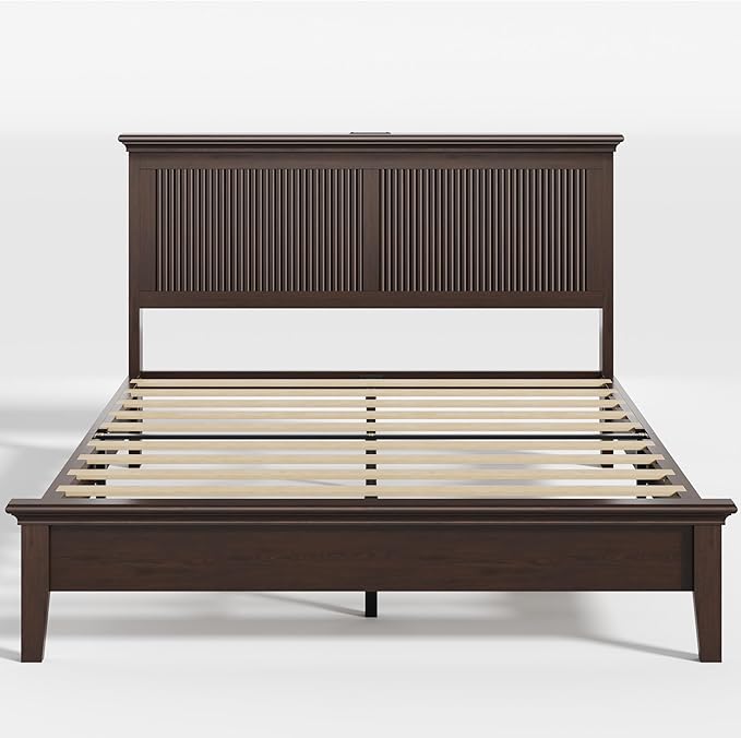 Lifezone Wood Queen Bed, Solid Wood Bed