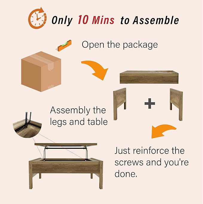 Lift Top Coffee Table with Hidden Compartment, Storage Coffee Table with Lift