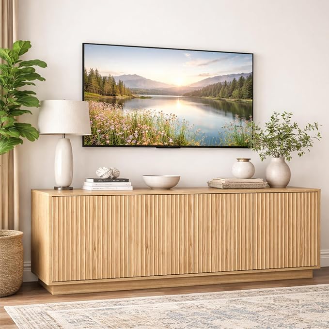 63'' Fluted TV Stand for TVs up to 75'', Modern Media Console