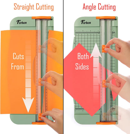 Firbon A4 Paper Cutter 12 Inch Titanium Straight Paper Trimmer with Side Ruler for Scrapbooking Craft, Paper, Coupon, Label, Cardstock (Morandi)