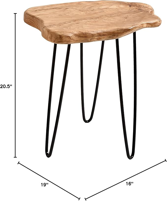 WELLAND Live Edge Cedar End Table, Unique Desktop Side Table, Natural Clear