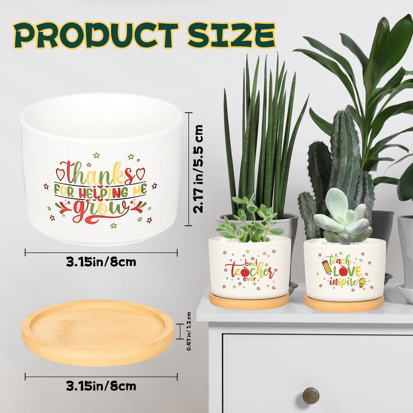 Denylo pro 4 Pcs Christmas Appreciation Gift Succulent Pots Mini Ceramic Plant Pot for School Counselor Coworkers Employee Appreciation with Boho Style