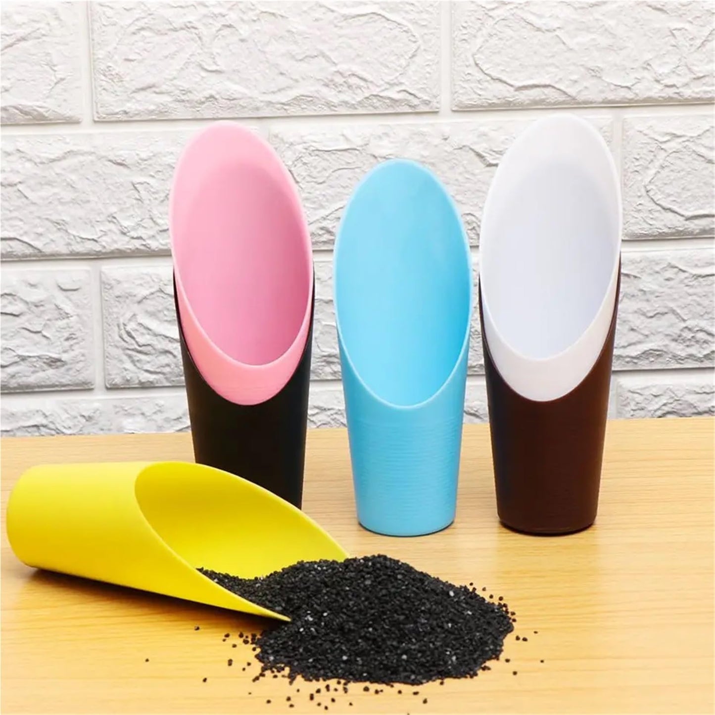 Bonsai Soil Scoop 6PC Plastic Soil Shovel Cup for Garden Spade Cultivation Bucket Potted Bonsai Fleshy Plant Mini Home Gardening Tools(Coffee)