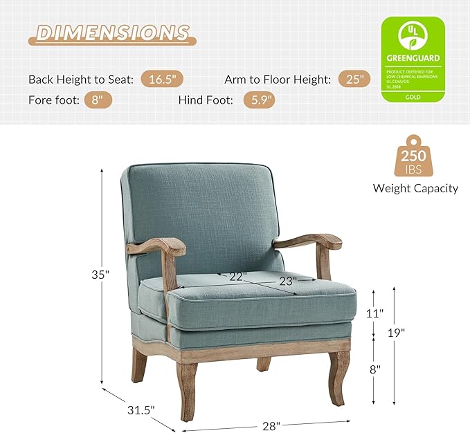HULALA HOME Mid-Century Modern Accent Chair, Upholstered Lounge Arm Chair