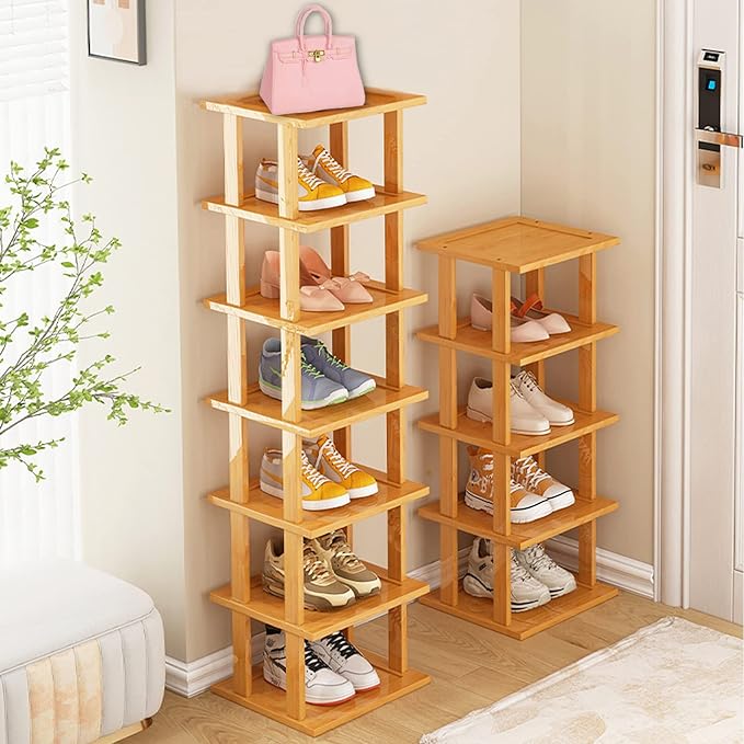 SAN HE Bamboo Shoe Rack 5Tier- Vertical Shoe Rack