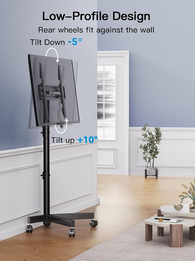 PERLESMITH Rolling TV Stand for 23–62 Inch TVs, Outdoor Mobile TV Cart Holds up