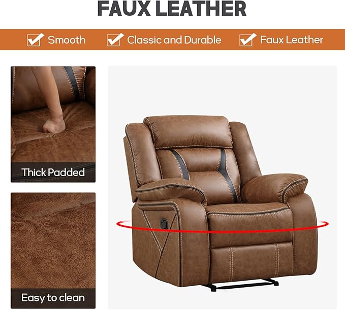 EBELLO Faux Leather Recliner Sofa Furniture Set
