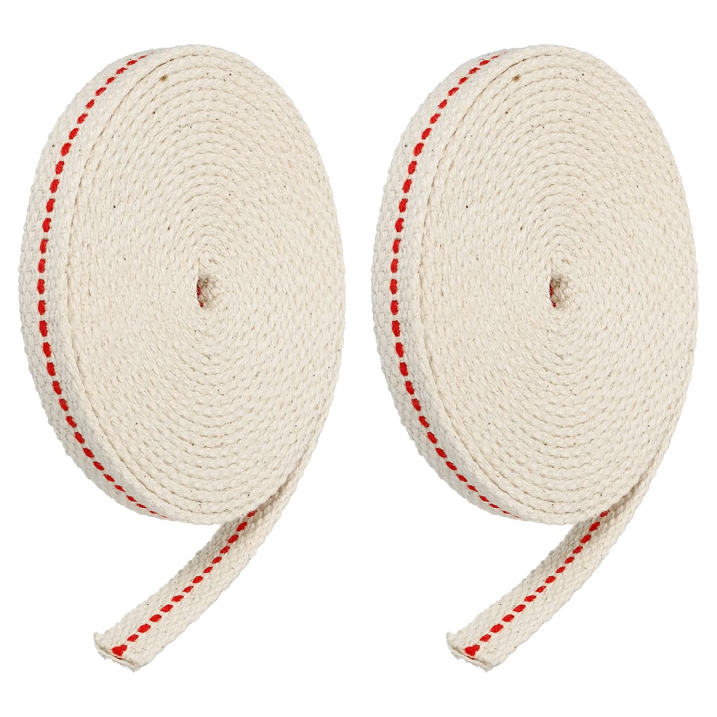 MECCANIXITY Oil Lamp Wick 0.4 Inch Flat Wide Cotton 10 Ft with Red Stitch, Model mea220517ee0485