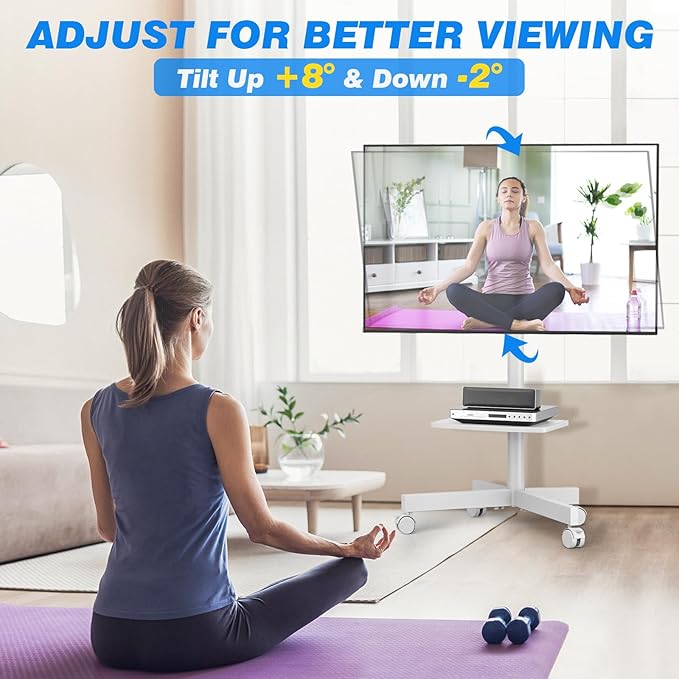 Rolling TV Stand with Shelf for 23-65/32-85 inch TVs up to 88lbs, Portable