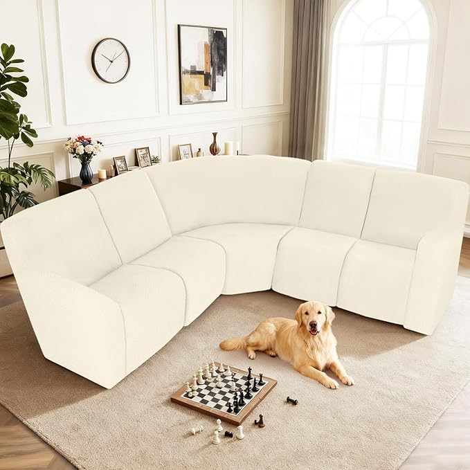 ALIECOM 100% Waterproof Recliner Sectional Couch Covers L Shape Stretch Corner