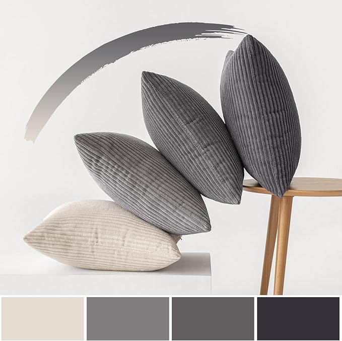 MIULEE Pack of 4 Neutral Grey Gradient Decorative Throw Pillow Covers 18x18