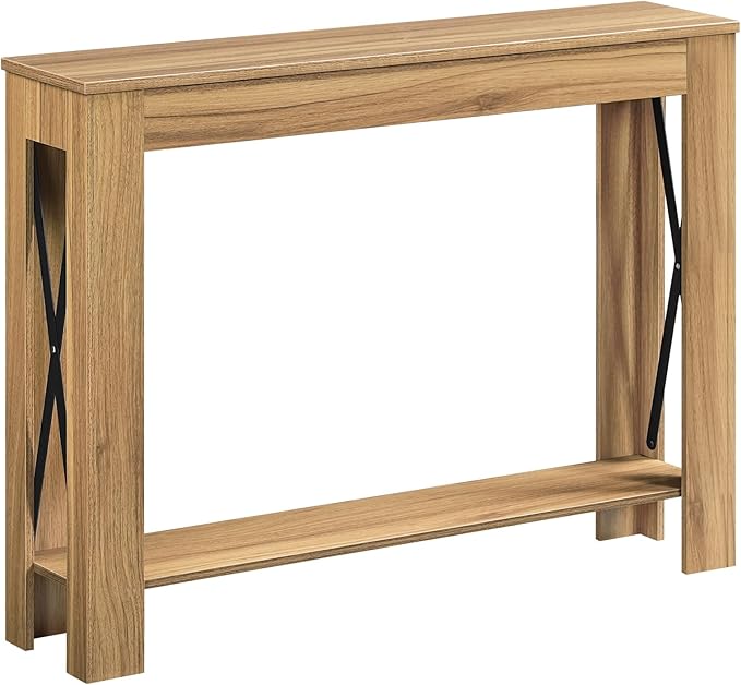 YATINEY Farmhouse Console Table, 39.4'' Small Narrow Entryway Table, Wood Couch