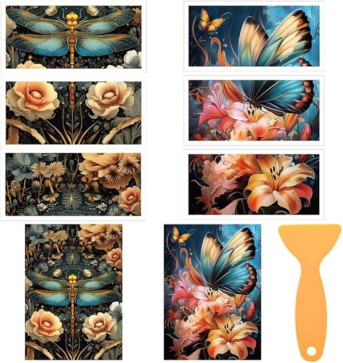 6 Sheets Dragonfly and Butterfly Rub on Transfer