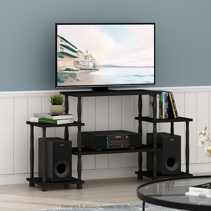 Furinno Turn-N-Tube No Tools Entertainment Center, Classic Square Corner