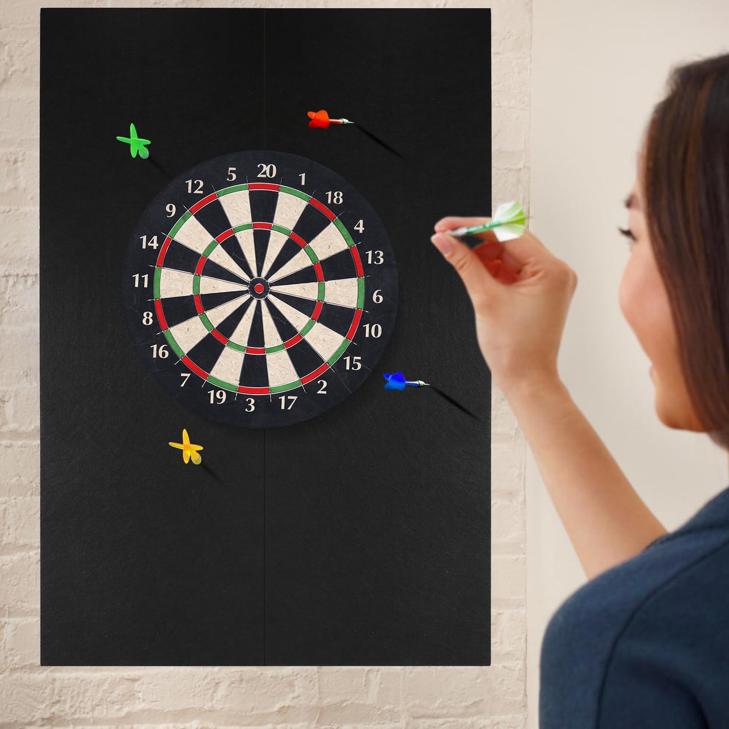 Dart Board Wall Protectors, 36" H X 24" W X 0.5" Thickness, Felt Wall Tiles Dart Board Wall Surround Protector, Cork Board Alternative