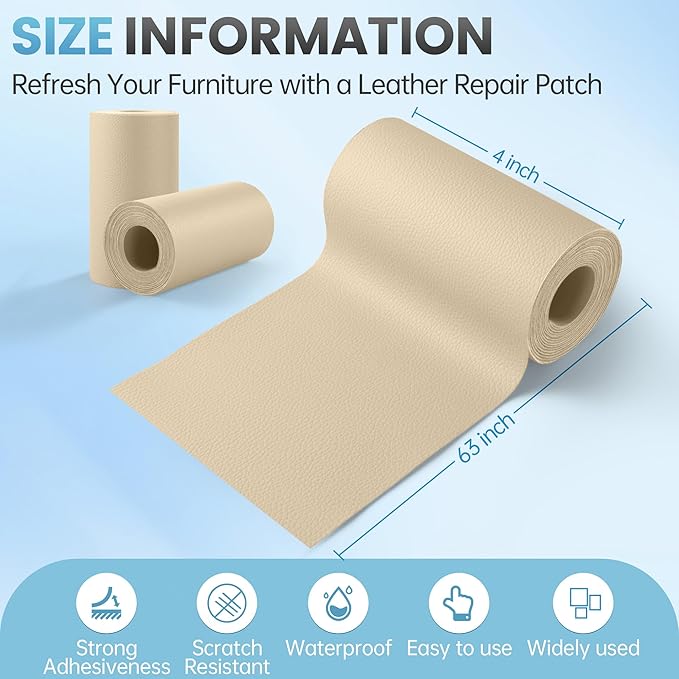 Sgooyir Leather Repair Patch Tape Kit, Vinyl Leather Repair Kit