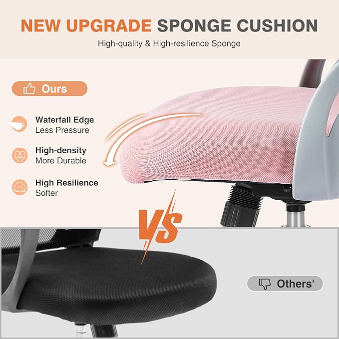 Sweetcrispy Home Office Computer Desk Chair, Ergonomic Mid-Back Mesh Rolling