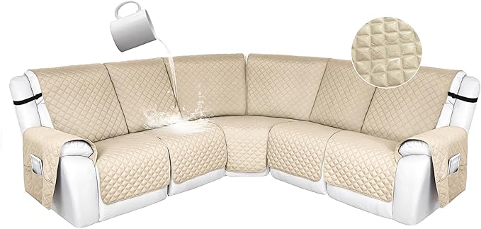 HDCAXKJ 100% Waterproof Reclining Sectional Couch Covers L Shape Recliner Sofa