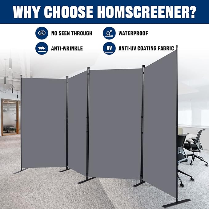 Room Divider 6FT Portable Room Dividers and Folding Privacy Screens, 4 Panel