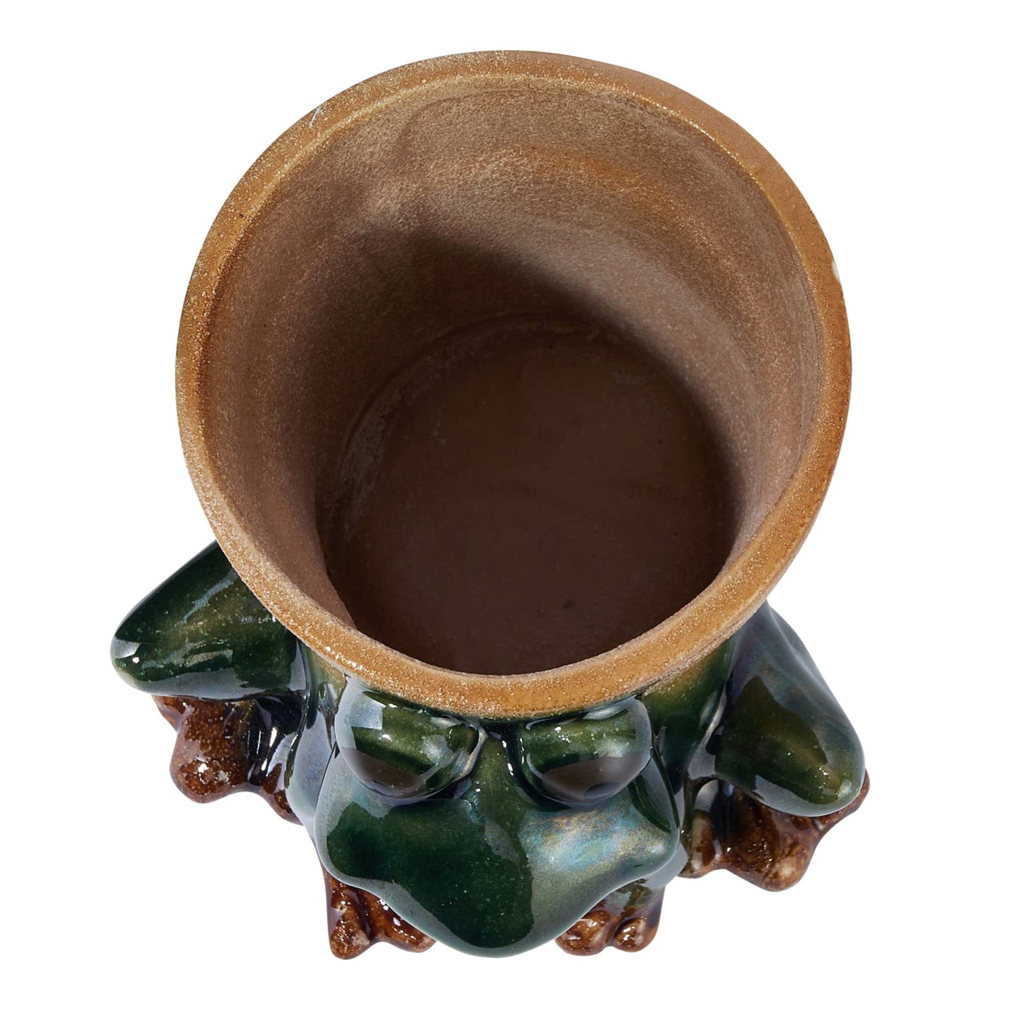 Creative Co-Op Stoneware Frog Planter, Green