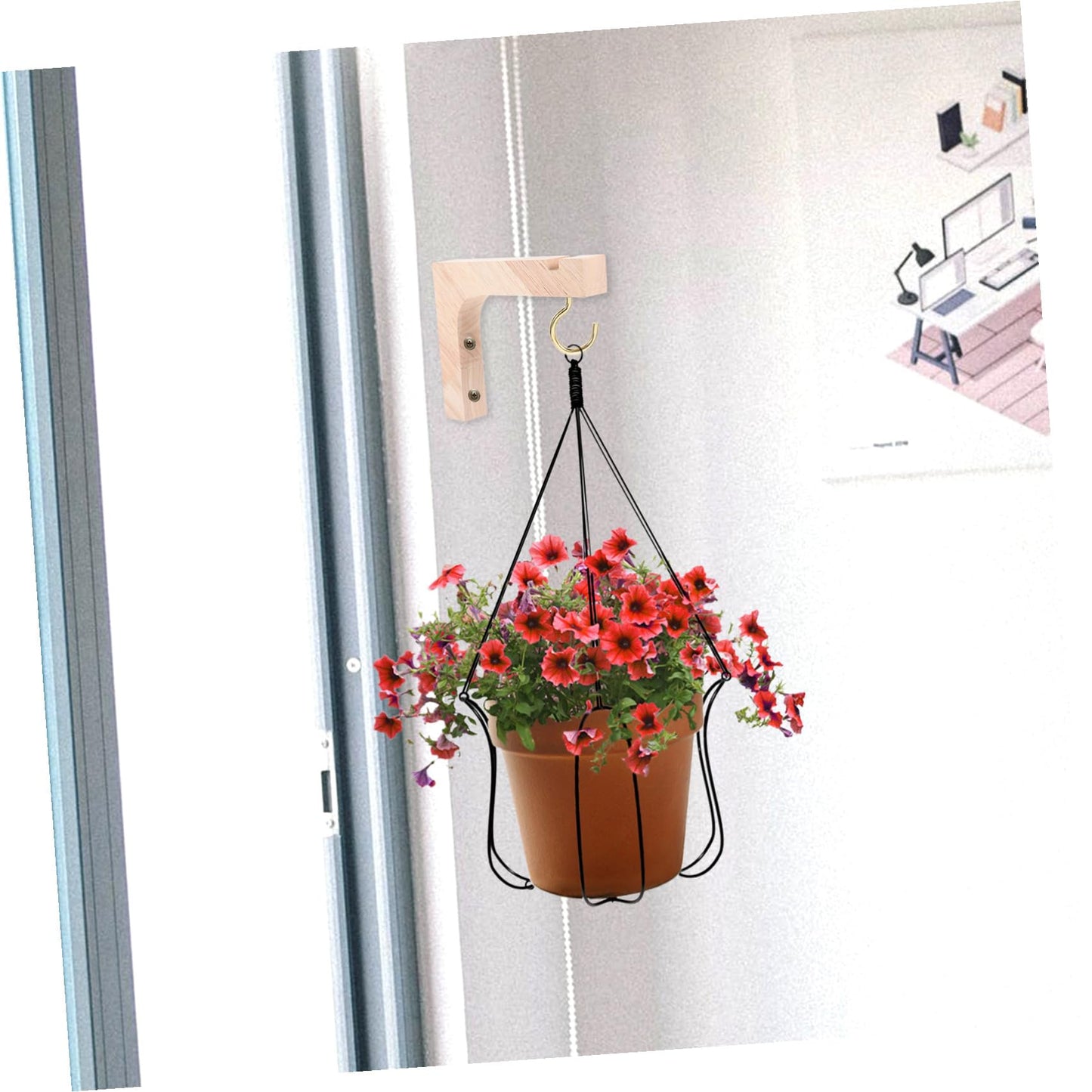ARTIBETTER Wooden Plant Hangers 2pcs Planter Hooks for Wall Heavy-Duty Indoor Outdoor Hanging Plant Brackets Flowerpot Holders Suitable for Garden Patio
