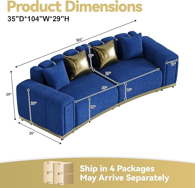 104" Oversized Velvet Chesterfield Couch