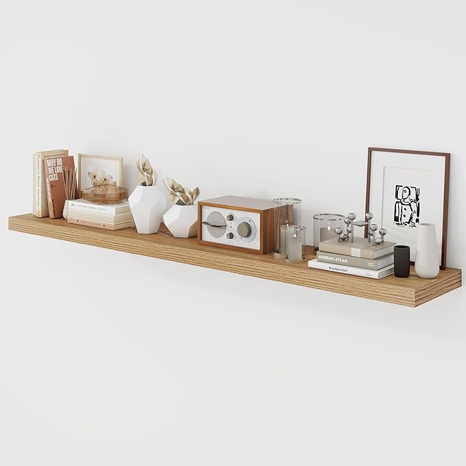 Acovy 55 Inch Floating Shelves, 9.3" Deep Floating Shelf Wall Mounted, Rustic