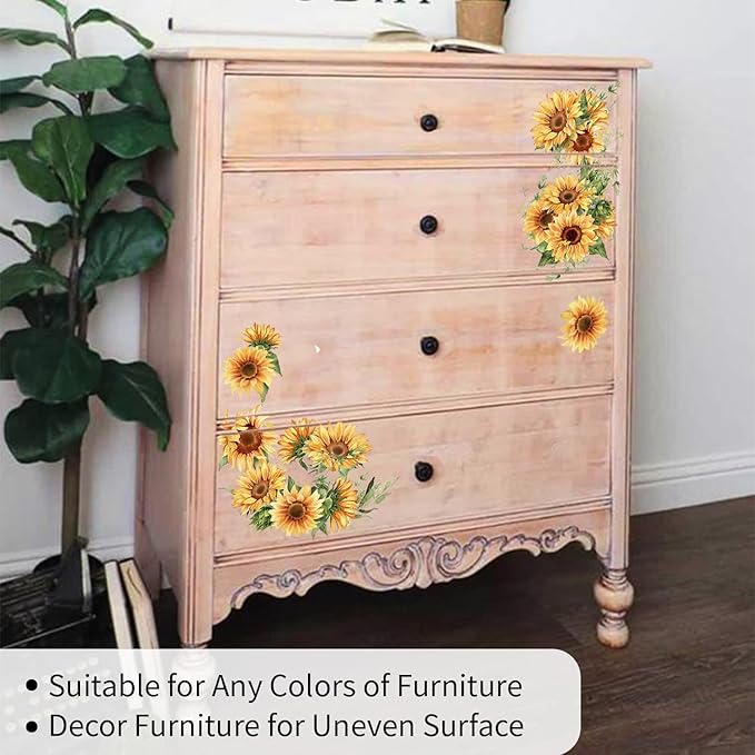 Vintage Floral Rub on Transfer for Furniture Large Flower UV DTF Transfer